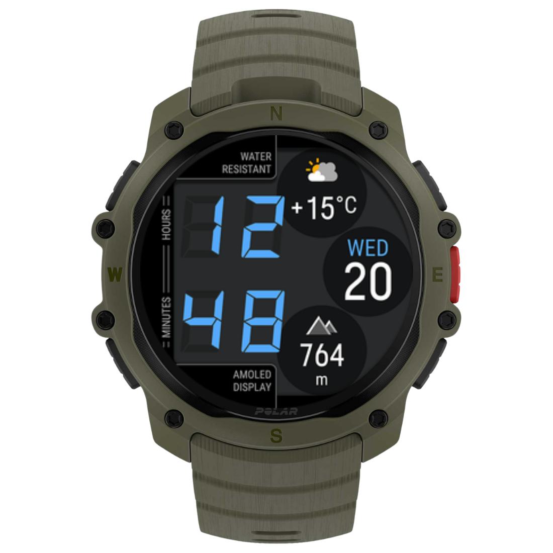 Годинник чоловічий для спорту Polar Street X Forest Green з GPS та ліхтариком