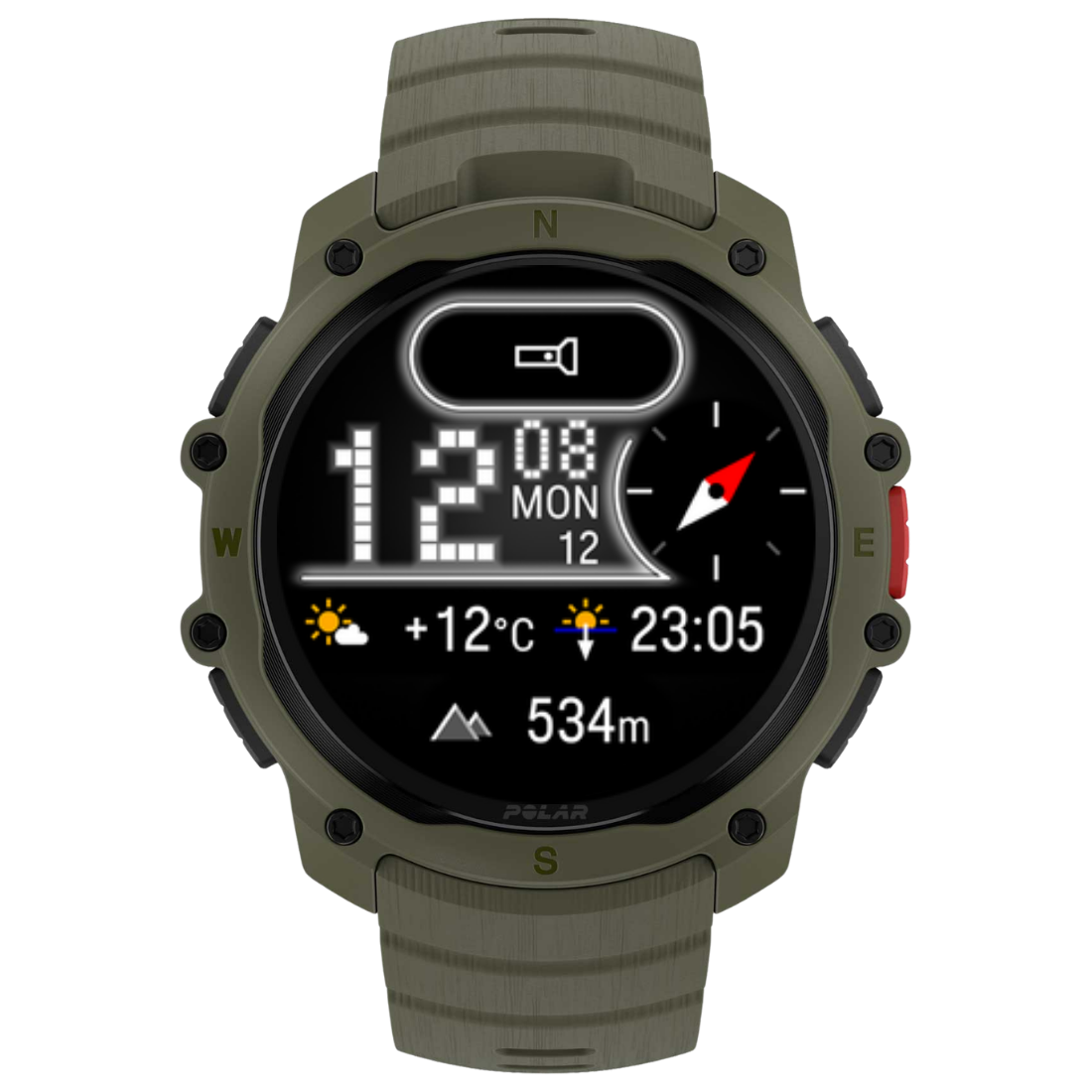 Годинник чоловічий для спорту Polar Street X Forest Green з GPS та ліхтариком