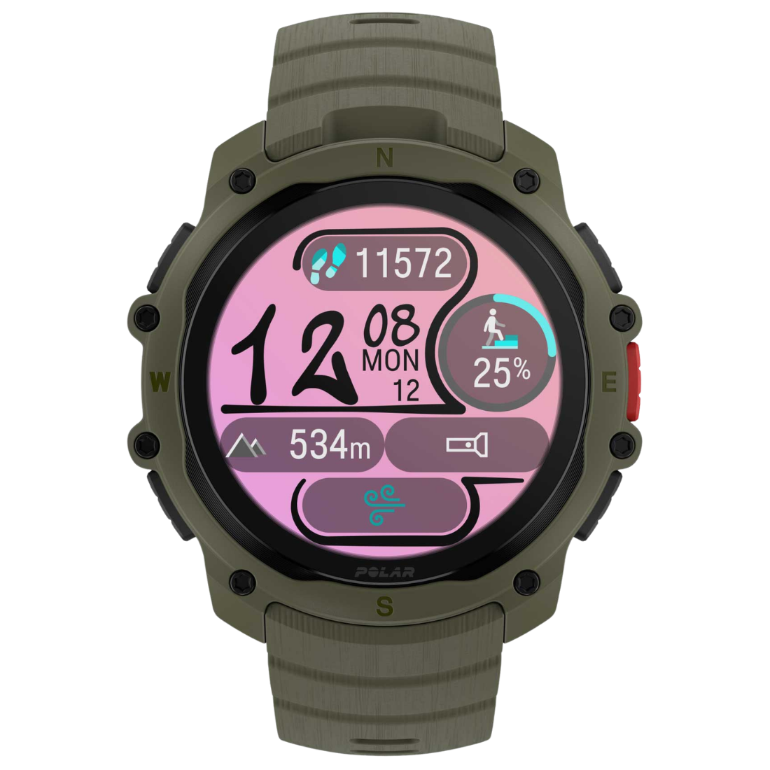 Годинник чоловічий для спорту Polar Street X Forest Green з GPS та ліхтариком