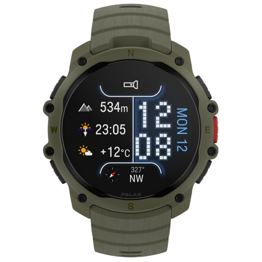 Годинник чоловічий для спорту Polar Street X Forest Green з GPS та ліхтариком