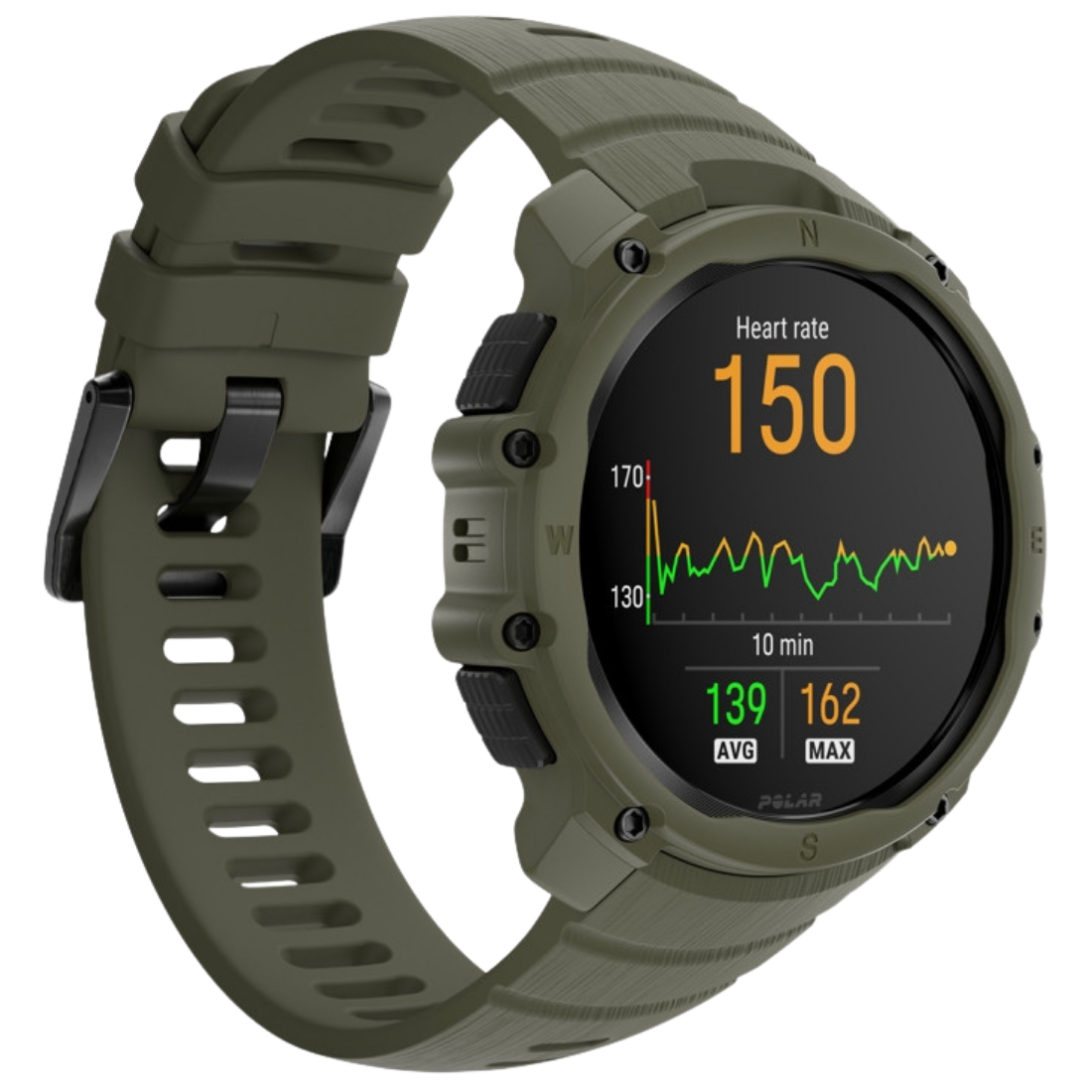 Годинник чоловічий для спорту Polar Street X Forest Green з GPS та ліхтариком