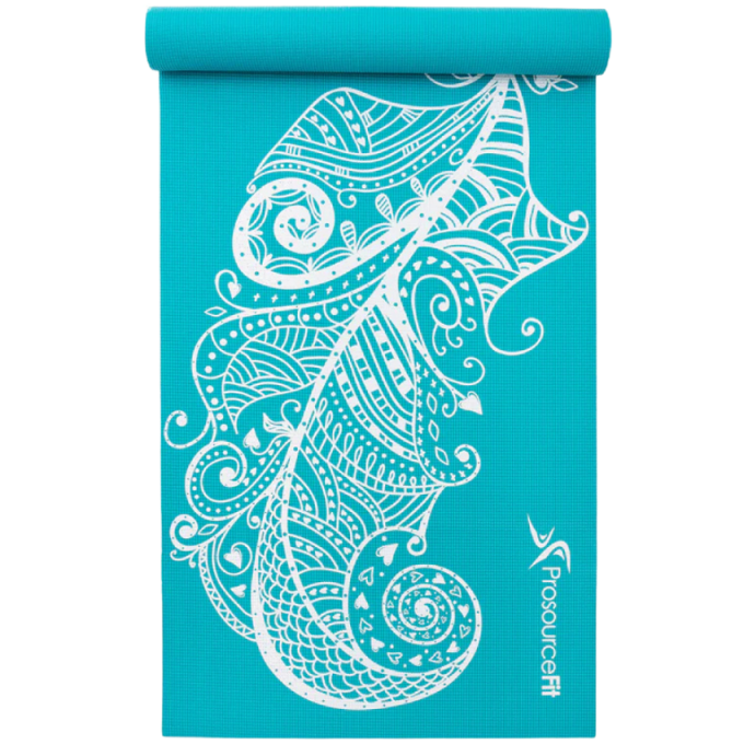 Тонкий килимок для йоги ProsourceFit Feather Yoga Mat 5 мм з малюнком пера, дорожній