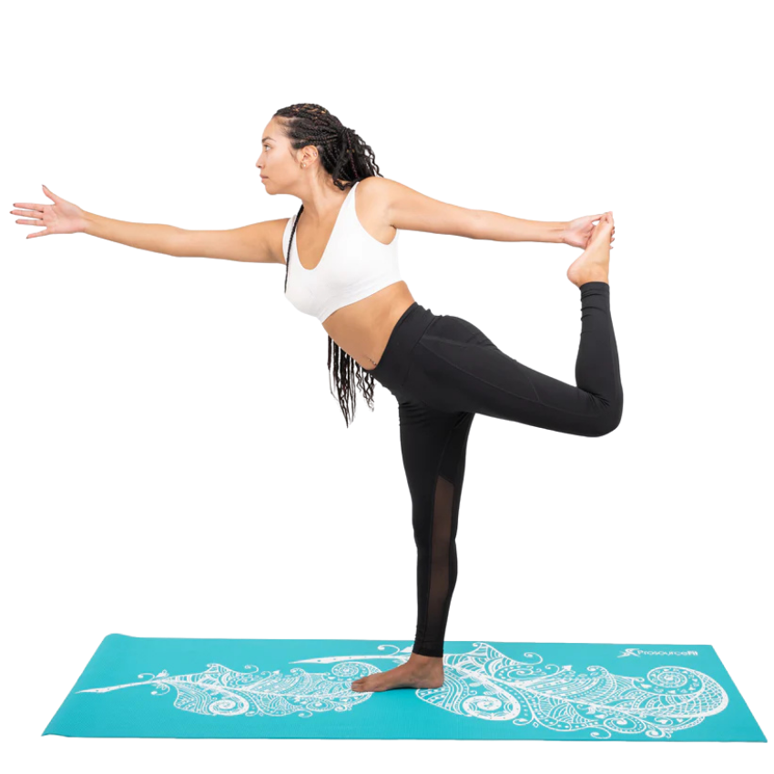 Тонкий килимок для йоги ProsourceFit Feather Yoga Mat 5 мм з малюнком пера, дорожній