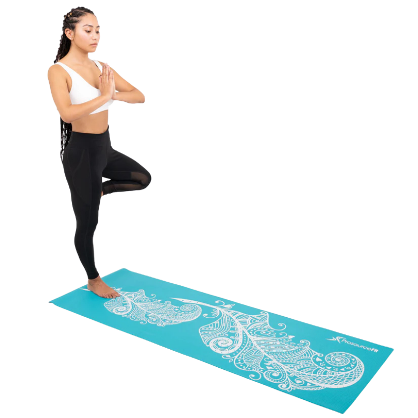 Тонкий килимок для йоги ProsourceFit Feather Yoga Mat 5 мм з малюнком пера, дорожній