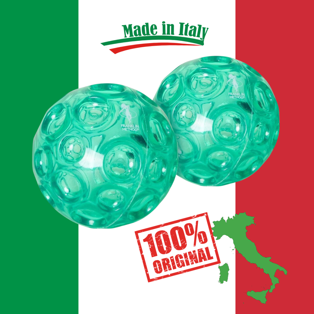 М’ячі для масажу Franklin Method Textured Ball Set текстуровані зелені, 9 см, 2 шт.