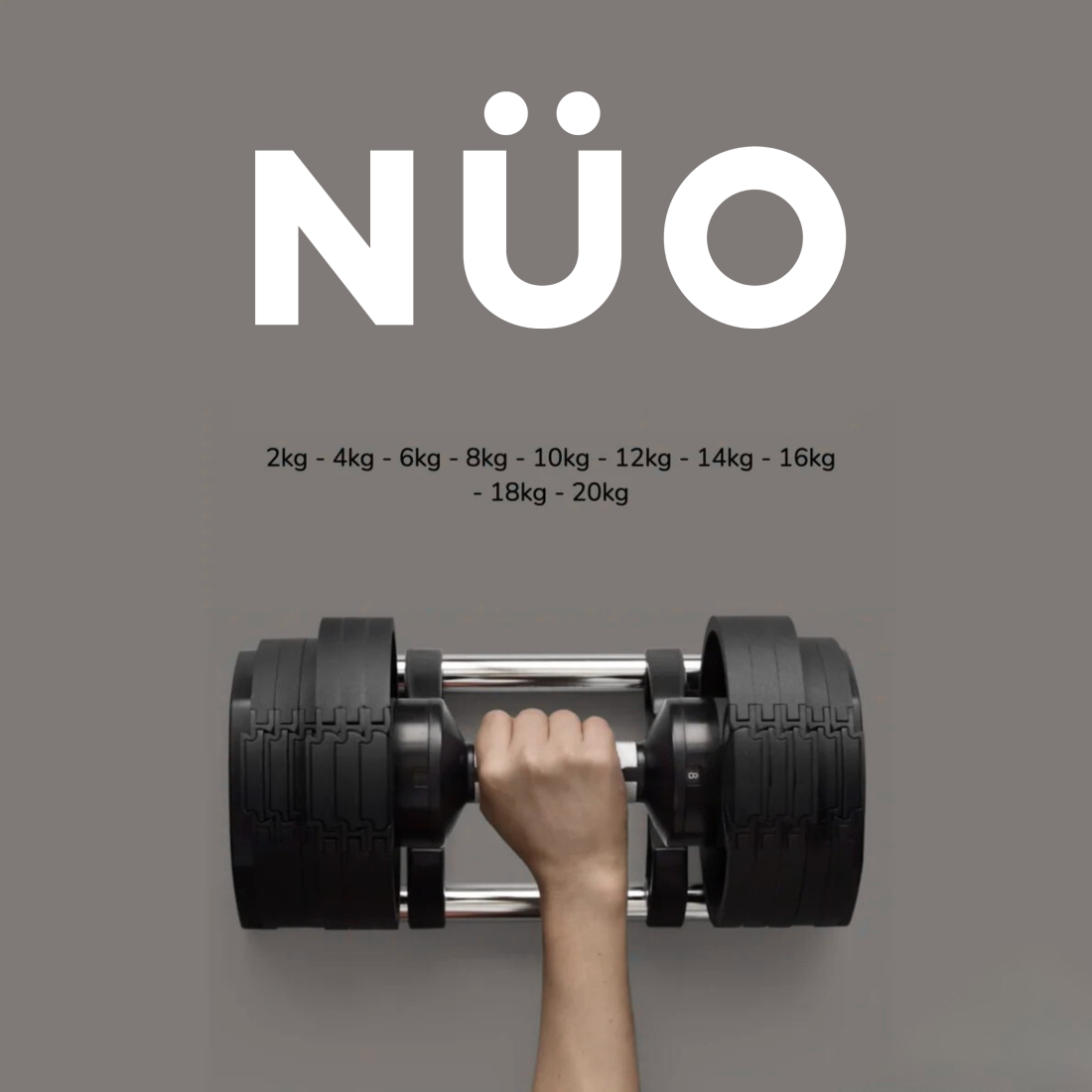 Гантелі набірні NUO NÜOBELL 220 Silver, металеві, регульовані, для дому, крок 2 кг, 2 шт. х 20 кг