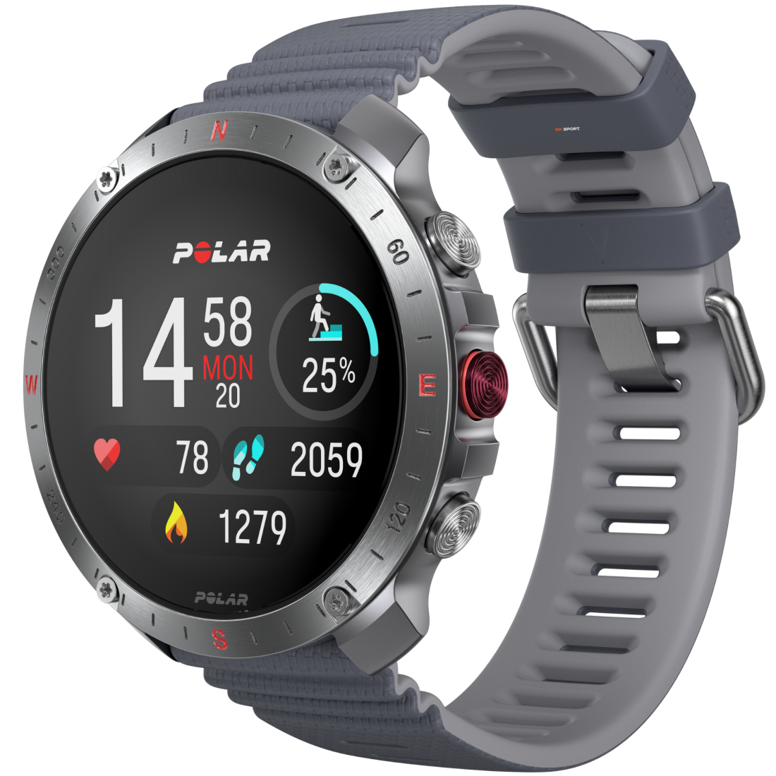 Polar Grit X2 Pro смарт-годинник спортивний водонепроникний ударостійкий чоловічий жіночий військовий з компасом Silver-Grey  PL-900110287-S/L