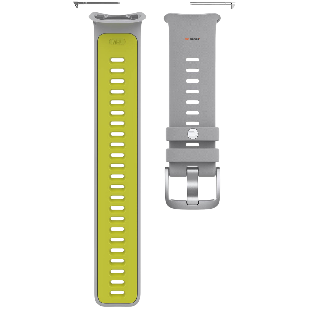Polar силіконовий ремінець 22 мм для годинника Vantage V2 Grey/Lime Wristband 91083655 S-L
