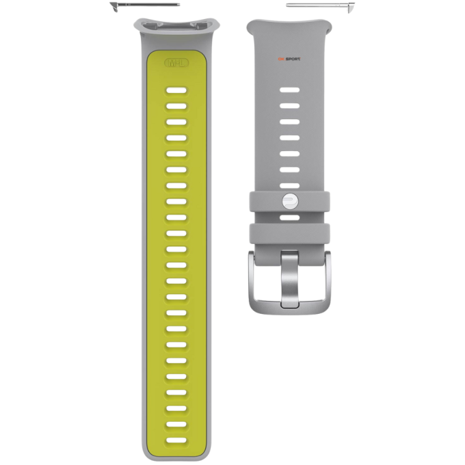 Polar силіконовий ремінець 22 мм для годинника Vantage V2 Grey/Lime Wristband 91083655 S-L