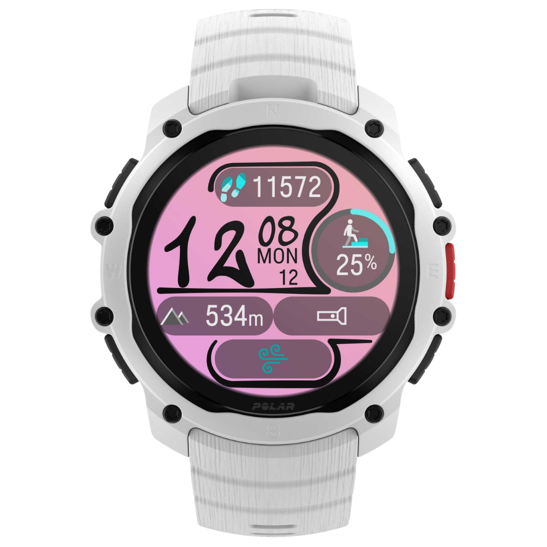 Спортивний годинник Polar Street X Snow White з ліхтариком та GPS чоловічий, жіночий наручний водонепроникний