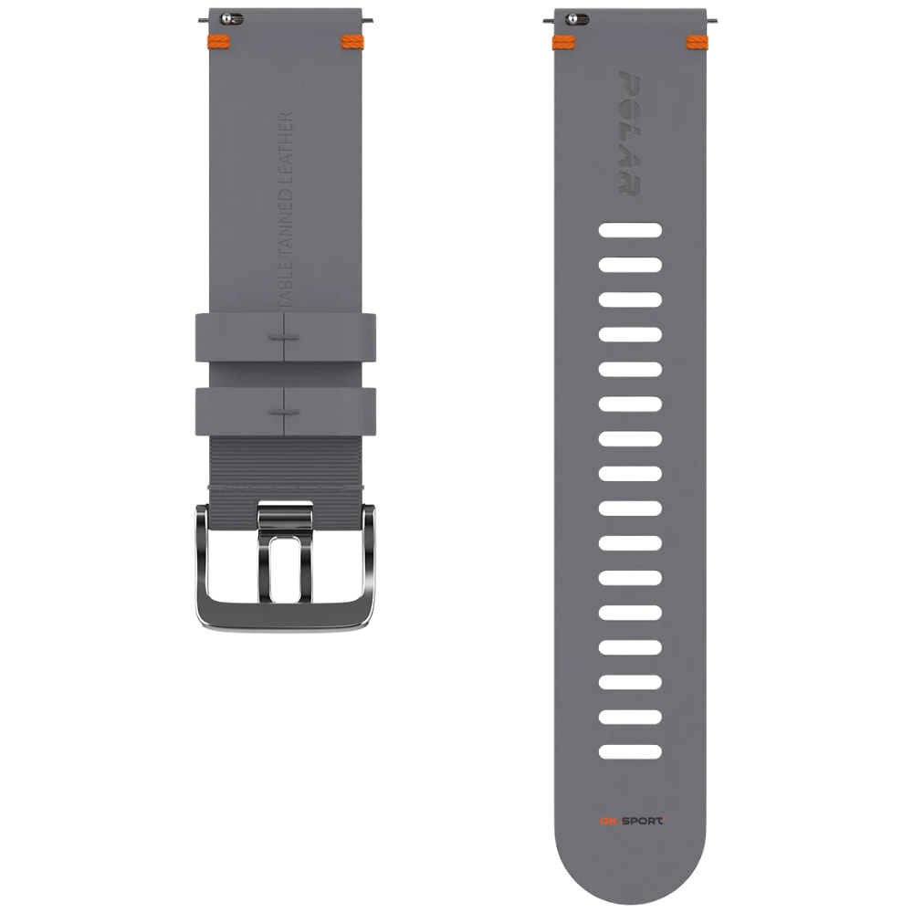 Polar шкіряний ремінець для годинника 22 мм Grey Perforated Leather Wristband 910101219 M-L