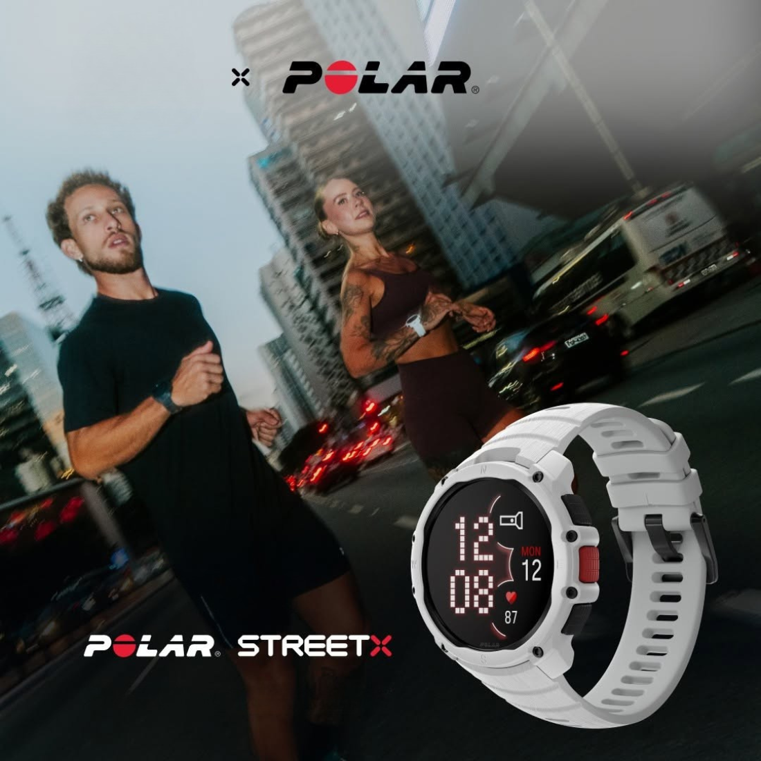 Спортивний годинник Polar Street X Snow White з ліхтариком та GPS чоловічий, жіночий наручний водонепроникний