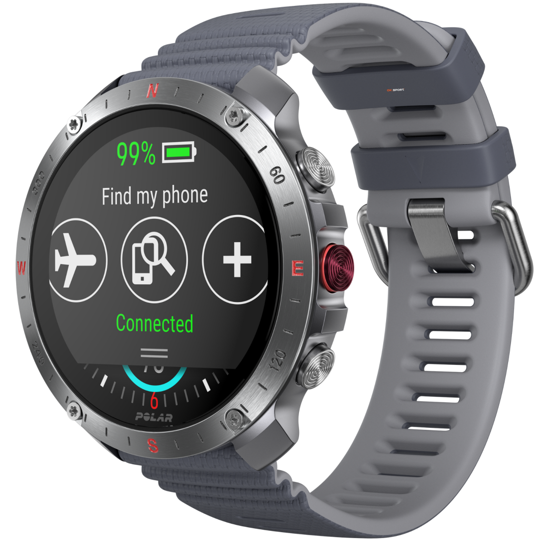 Polar Grit X2 Pro смарт-годинник спортивний водонепроникний ударостійкий чоловічий жіночий військовий з компасом Silver-Grey  PL-900110287-S/L